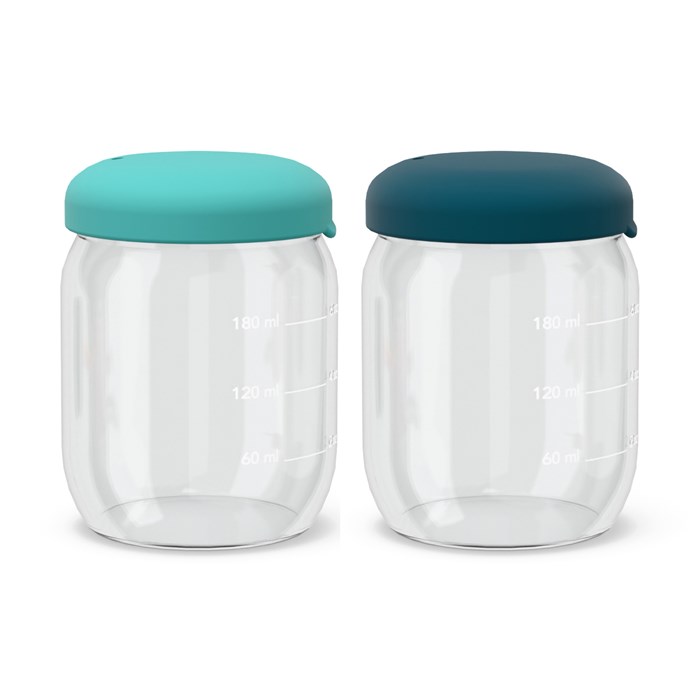 Ekobo Glasburkar med silikonlock, 2 x 180 ml