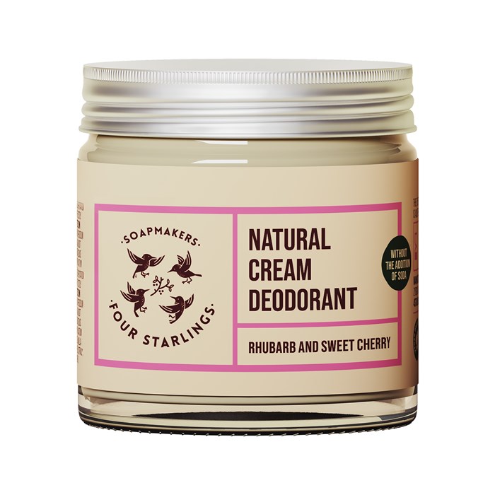 Four Starlings Natural Cream Deodorant - Rhubarb & Sweet Cherry, 60 ml