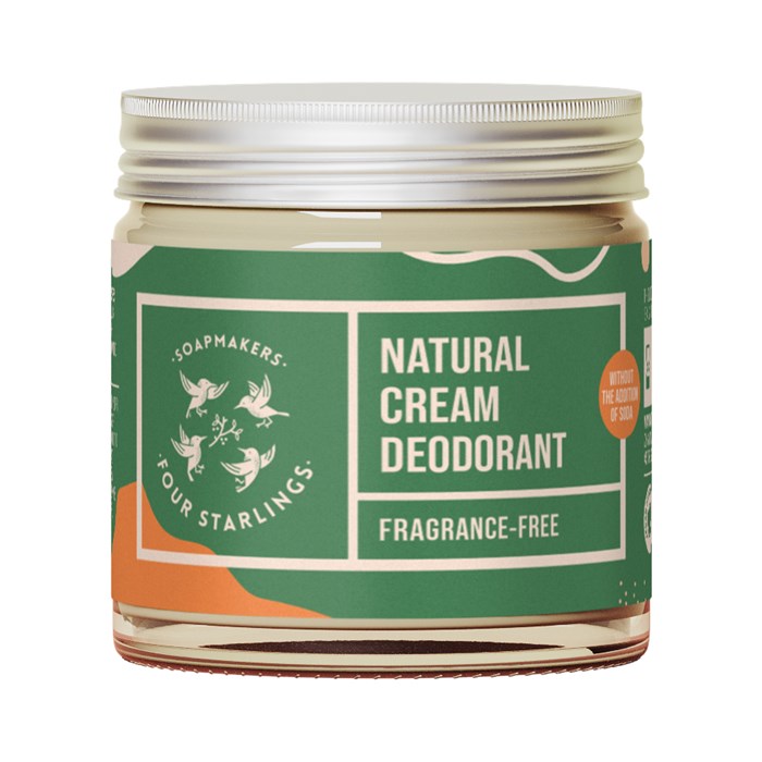 Four Starlings Natural Cream Deodorant Soda & Fragrance Free, 60 ml
