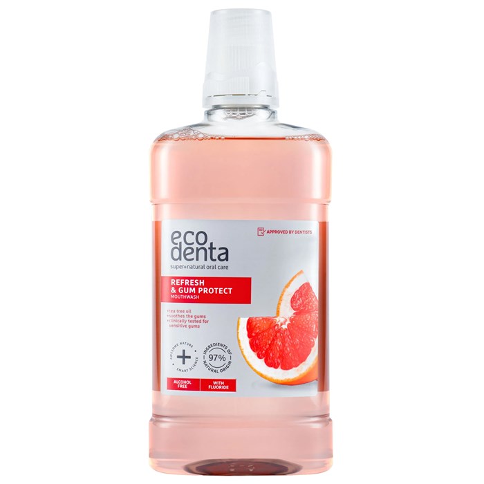 Ecodenta Refresh & Gum Protect Mouthwash with Fluoride & Grapefruit, 500 ml