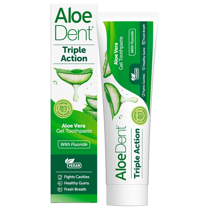 AloeDent Aloe Vera Triple Action Fluoride Gel Toothpaste, 100 ml