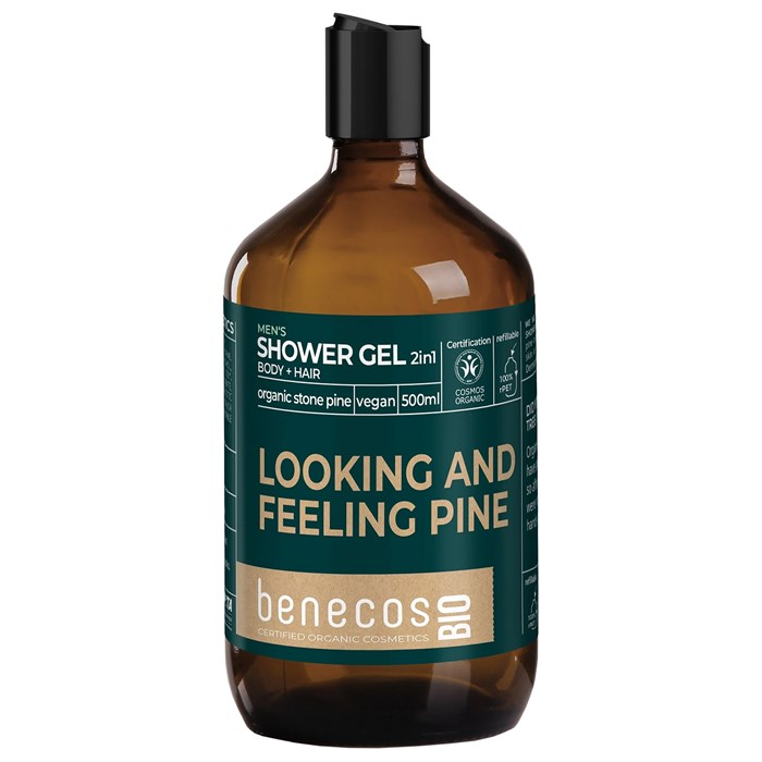 Benecos Mens Shower Gel 2-in-1 Organic Stone Pine, 500 ml