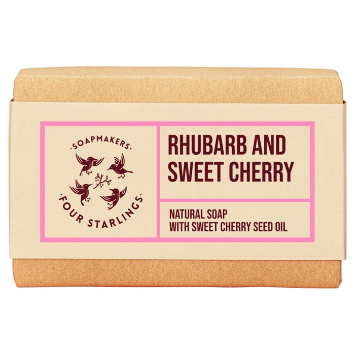Four Starlings Rhubarb & Sweet Cherry Natural Bar Soap, 110 g