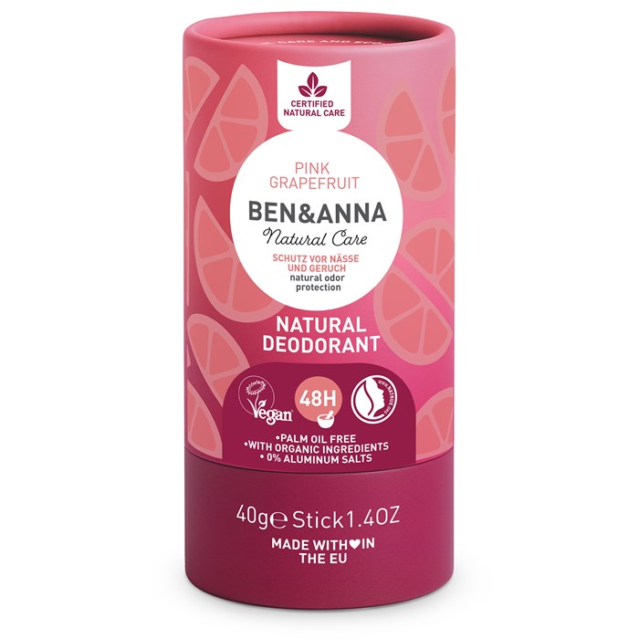 Ben & Anna Natural Deodorant Stick Pink Grapefruit, 40 g