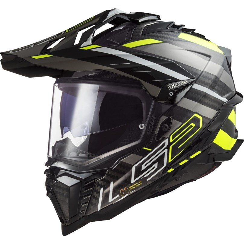 HJÄLM LS2 MX701 EXPLORER CARBON Edge Svart/Gul
