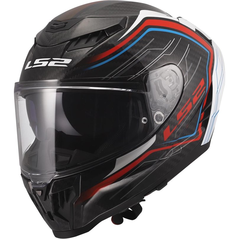 HJÄLM LS2 FF807 DRAGON CARBON Subic Vit/Blå/Röd