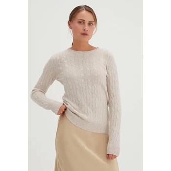 DAVIDA CASHMERE O-Neck Cable Sweater