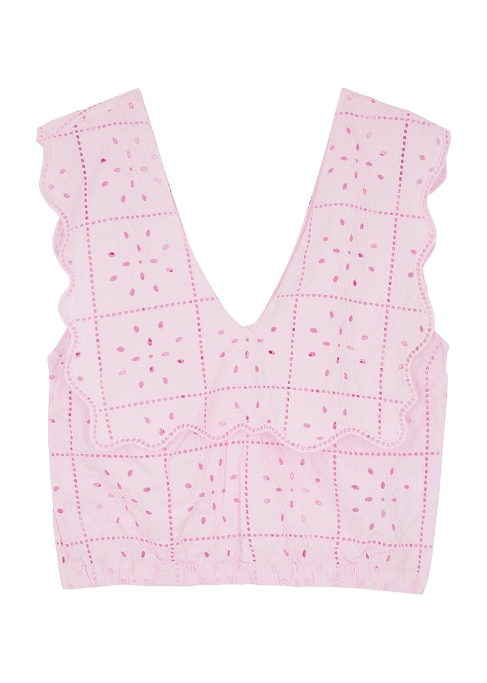 GANNI Broderie Anglaise Rhythm Collar Top