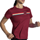 Brooks Distance Short Sleeve 2.0 Htr Razzmatazz/Rainbow Stripe - T-Shirt, Damen