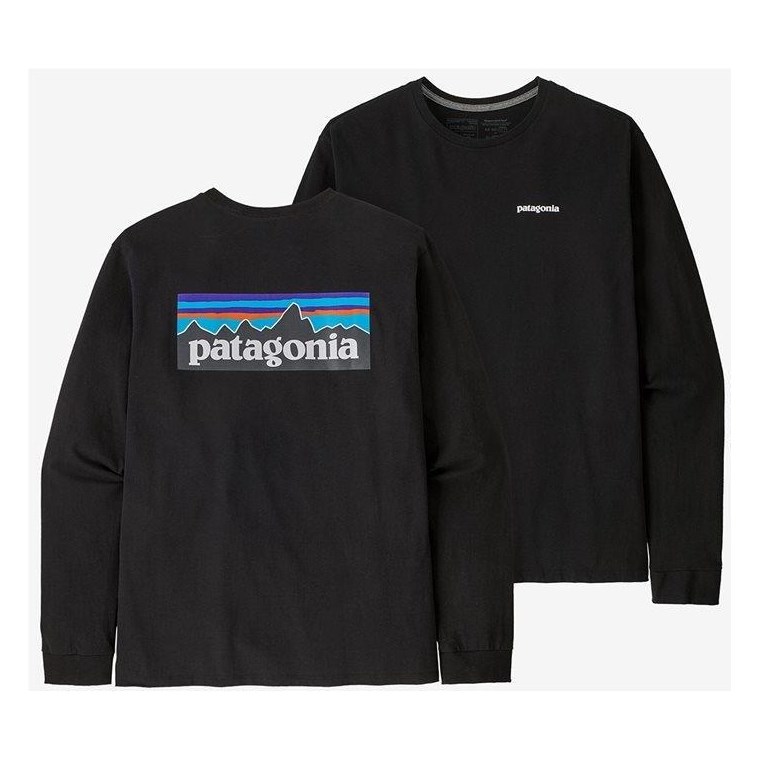 Patagonia M's L/S P-6 Logo Responsibili-Tee Black - Pullover Herren