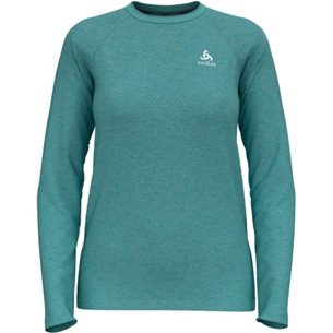 Odlo Essential Seamless T-Shirt Crew Neck Long Shirt Aqua Haze Melange - Laufshirt, Damen
