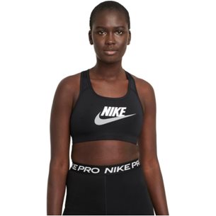 Nike Dri-Fit swoosh Bra Black/White - Sport-BH für Laufen, Damen