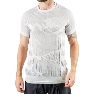 adidas Ultra Py Tee Glow White/Grey Print - Lauf-T-Shirt, Herren