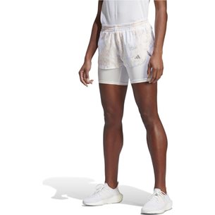 adidas Fast 2in1 Shorts White/Alumin - Laufshorts, Damen