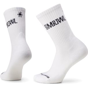 Smartwool Run Athletic  Logo Crew Socks White - Laufsocken