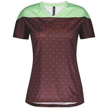 Scott Shirt W's Trail Flow S/SL Maroon Red/Mint Green - Outdoor T-Shirt