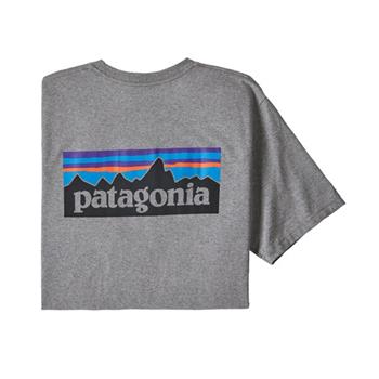 Patagonia M's P-6 Logo Pocket Responsibili-Tee Gravel Heather - Outdoor T-Shirt