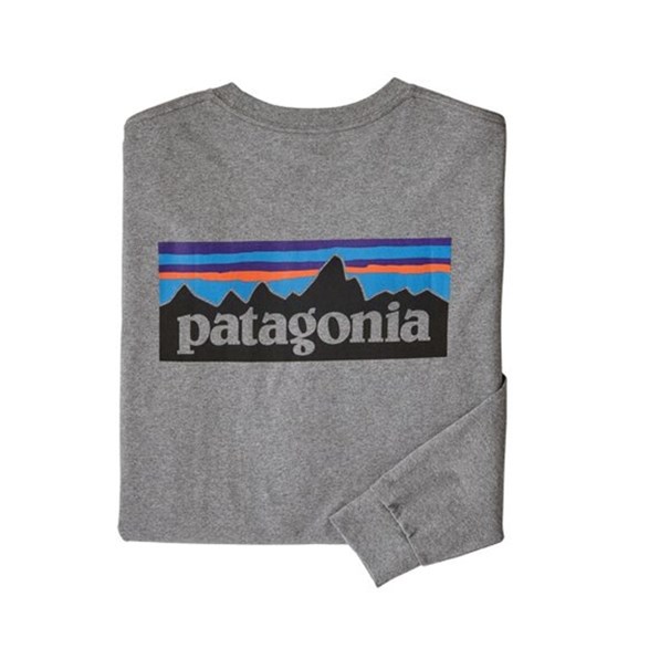 Patagonia M's L/S P-6 Logo Responsibili-Tee Gravel Heather - Pullover Herren