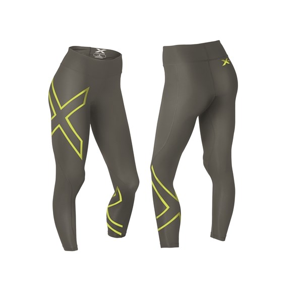 2XU Mid-Rise Compression Tights-W Slate/Lime