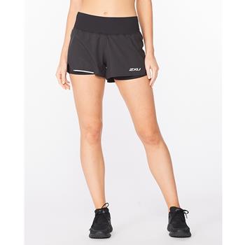 2XU Aero 2-In-1 3 Inch Shorts Women Black/Silver Reflective - Shorts Damen