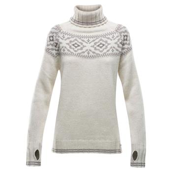 Devold Ona Woman Round Sweater Offwhite - Pullover Damen