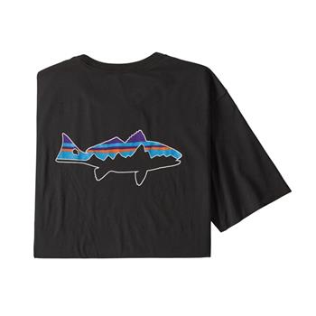 Patagonia Fishing Patagonia M's Fitz Roy Fish Organic T-Shirt Black W/Fitz Roy Trout - Outdoor T-Shirt