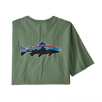 Patagonia Fishing Patagonia M's Fitz Roy Fish Organic T-Shirt Sedge Green W/Fitz Roy Trout - Outdoor T-Shirt