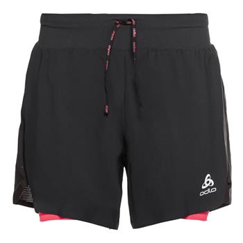 Odlo Axalp Trail 6 Inch 2-In-1 Shorts Women Black/Paradise Pink - Shorts Damen