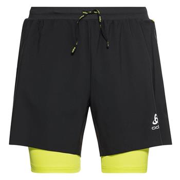 Odlo Axalp Trail 6 Inch 2-In-1 Shorts Men Black/Evening Primrose - Laufshorts