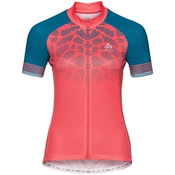 Odlo Stand-Up Collar S/S Full Zip Women W Dubarry/Crystal Teal Dubarry / Crystal Teal - Outdoor T-Shirt