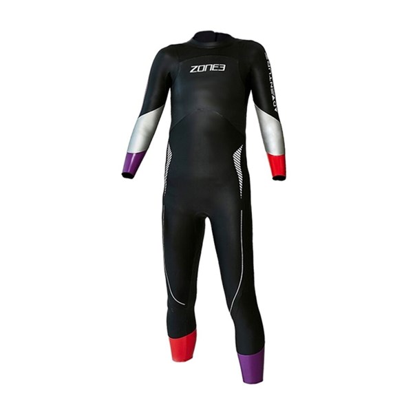 Zone3 Kids Adventure Triathlon/Open Water Swimming Wetsuit Black/Silver/Red/Multi - Schwimmanzüge