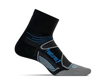 Feetures Elite iWick Quarter Socks Black/Brilliant Blue - Laufsocken