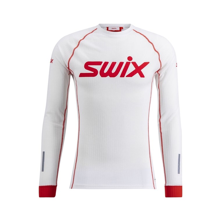 Swix V Roadline Racex Long Sleeve M Bright White - Syntetisch Unterhemd Herren