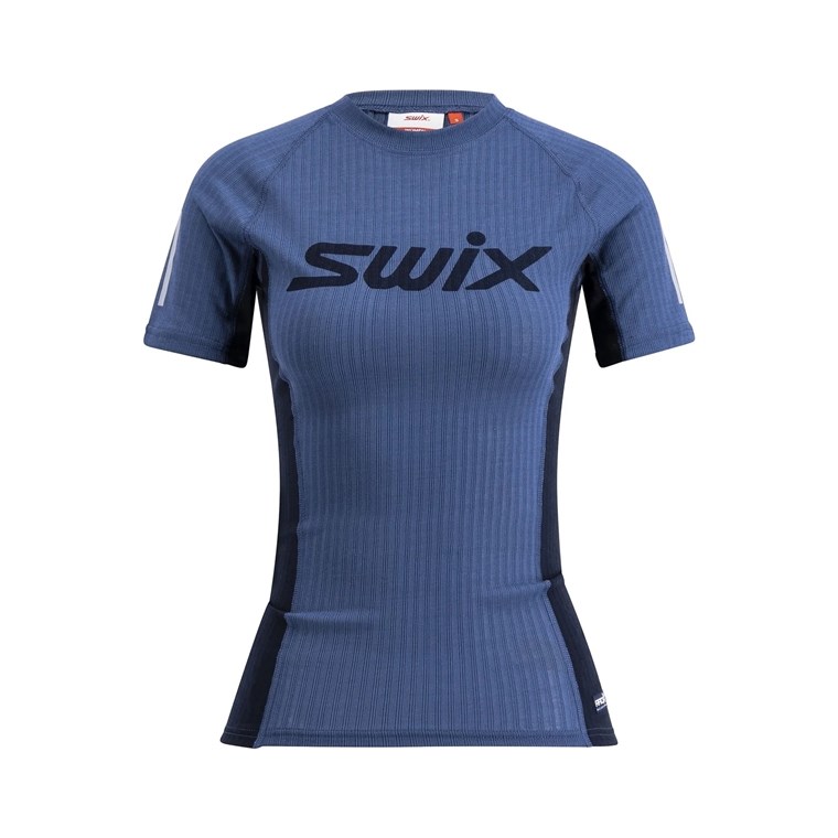 Swix Roadline Racex Short Sleeve W  Lake Blue/Dark Navy - Syntetisch Unterhemd Damen