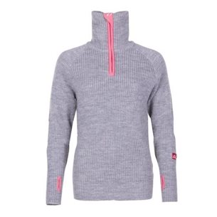 Ulvang Rav Sweater W/Zip Grey Melange/Delicate Pink/Vanilla - Pullover Damen