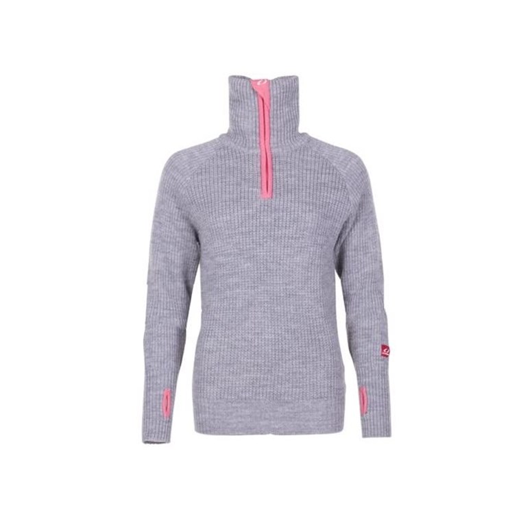 Ulvang Rav Sweater W/Zip Grey Melange/Delicate Pink/Vanilla - Pullover Damen