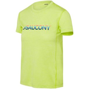 Saucony Stopwatch Graphic Short Sleeve Acid Lime Heather - T-Shirt, Damen