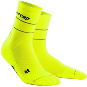 CEP Reflective Mid-Cut Socks Neon Yellow - Laufsocken, Damen