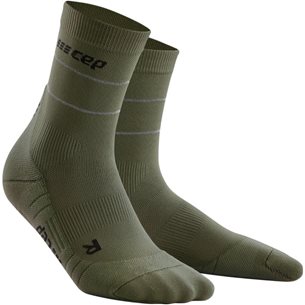 CEP Reflective Mid-Cut Socks Dark Green - Laufsocken, Herren