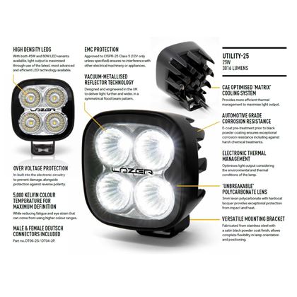 Lazer LED arbetslampa Utility 25