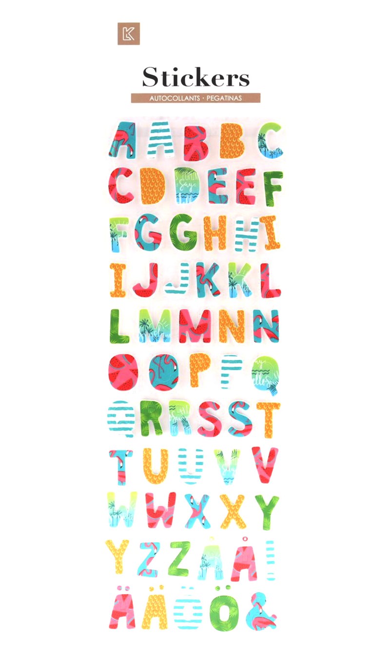 Klistermärken, abc
