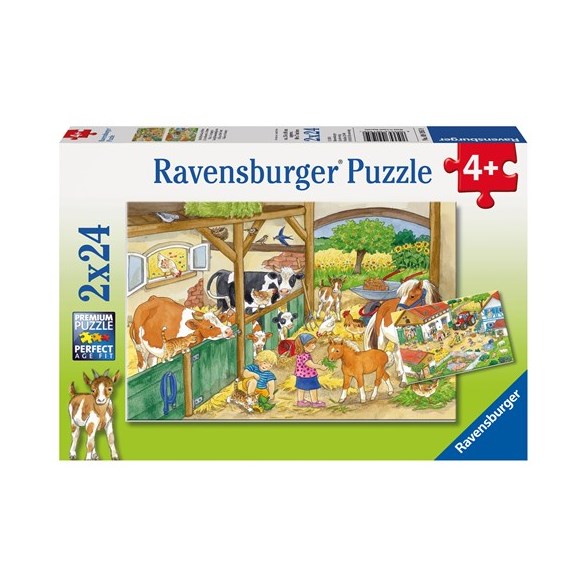 Ravensburger Pussel 2 x 24 bitar, a day at the farm