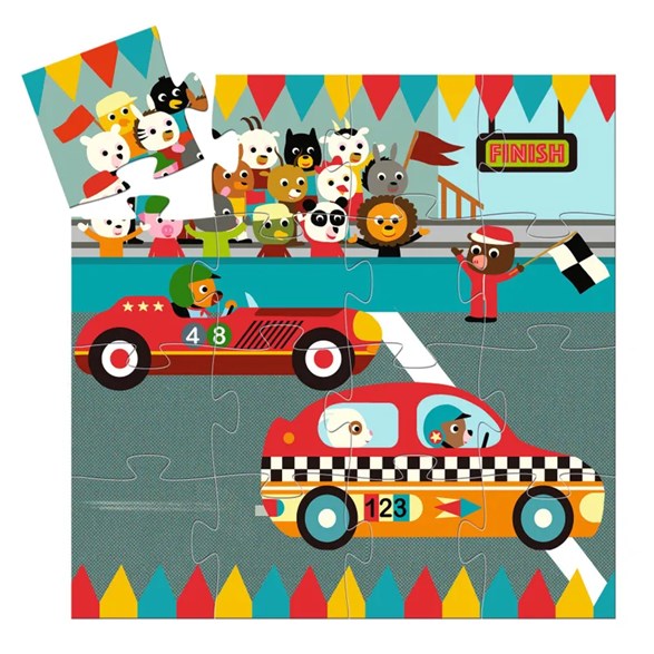 Djeco pussel 16 bitar, the racing cars