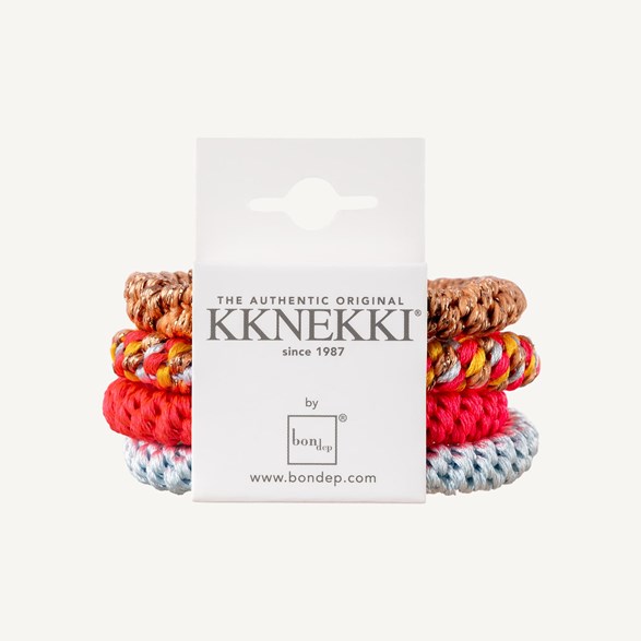 Kknekki 4-p, knallrosa/ljusblå/guldglitter