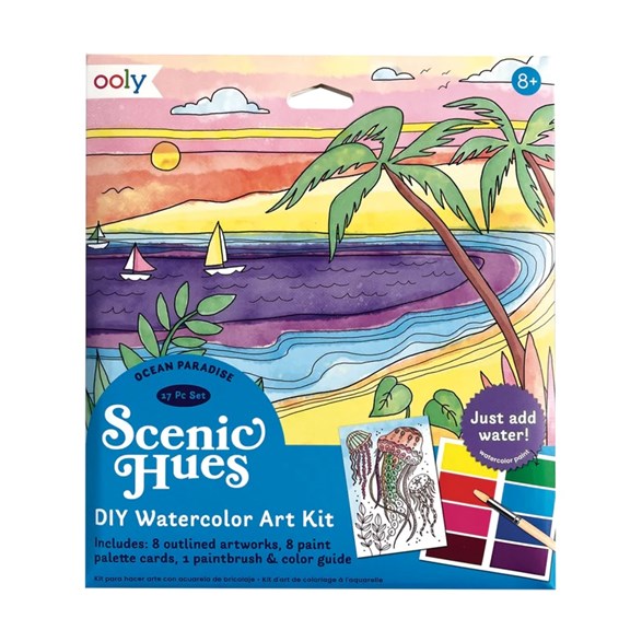Ooly scenic hues watercolor art kit, ocean paradise