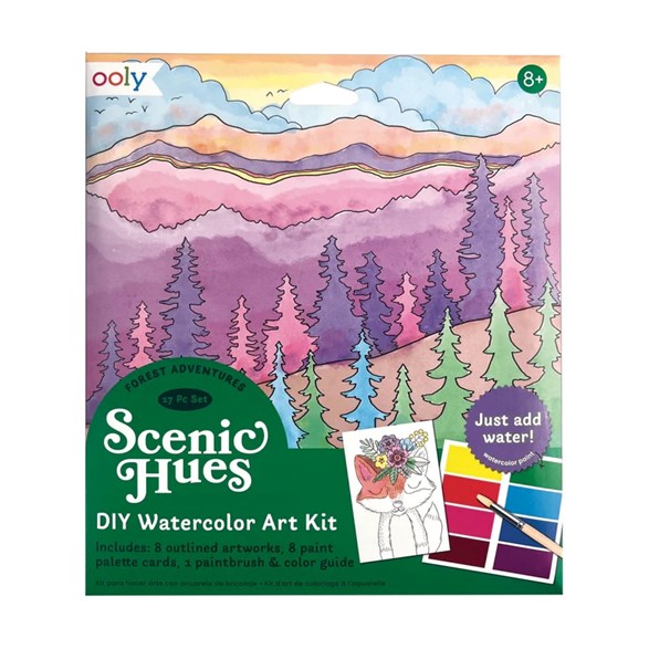 Ooly scenic hues watercolor art kit, forest adventure
