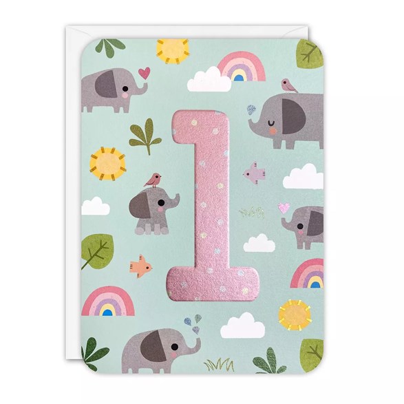 Sifferkort 1 år, elephants sprouts