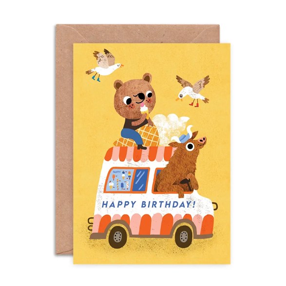 Emily Nash Illustration Gratulationskort, birthday ice cream van