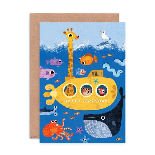 Emily Nash Illustration Gratulationskort, birthday submarine