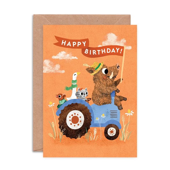 Emily Nash Illustration Gratulationskort, birthday tractor